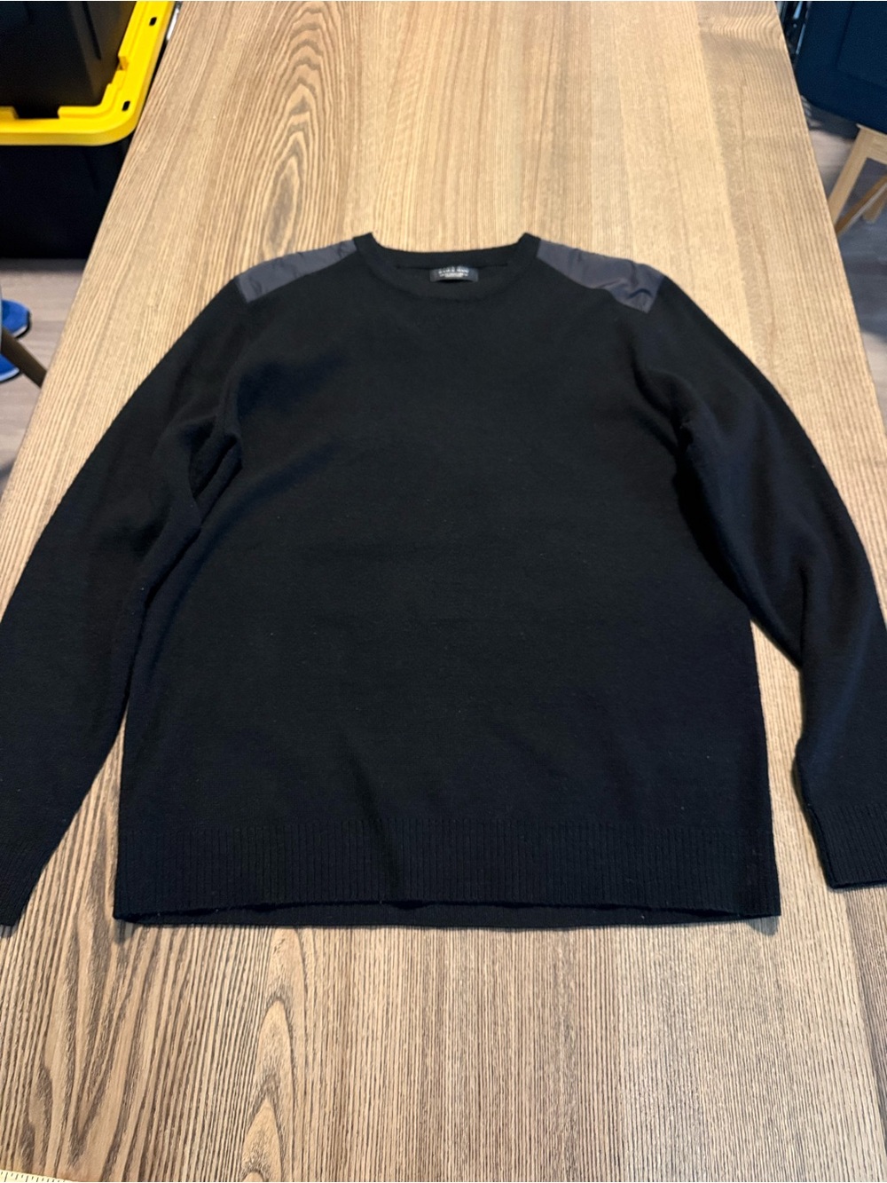 Zara Black Crewneck Sweater with Shoulder Panels - Men